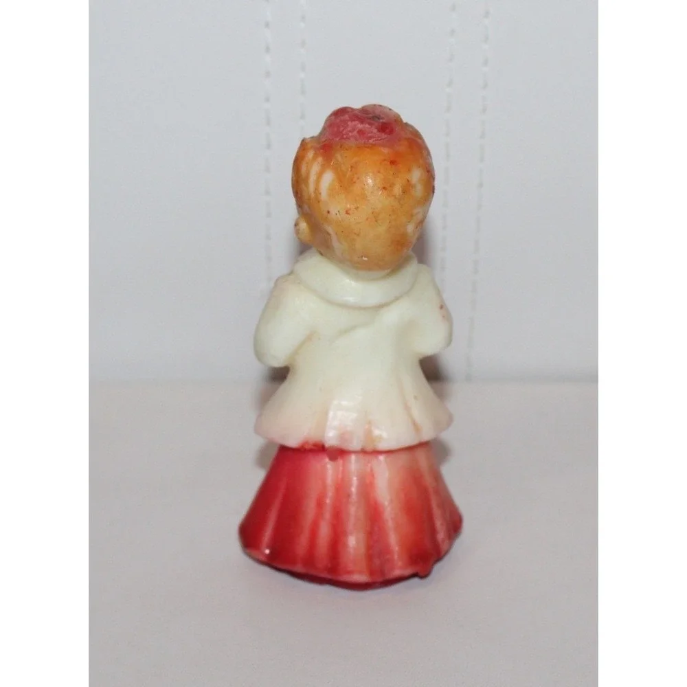 set of 5 vintage choir boy caroler candles red white wax Christmas